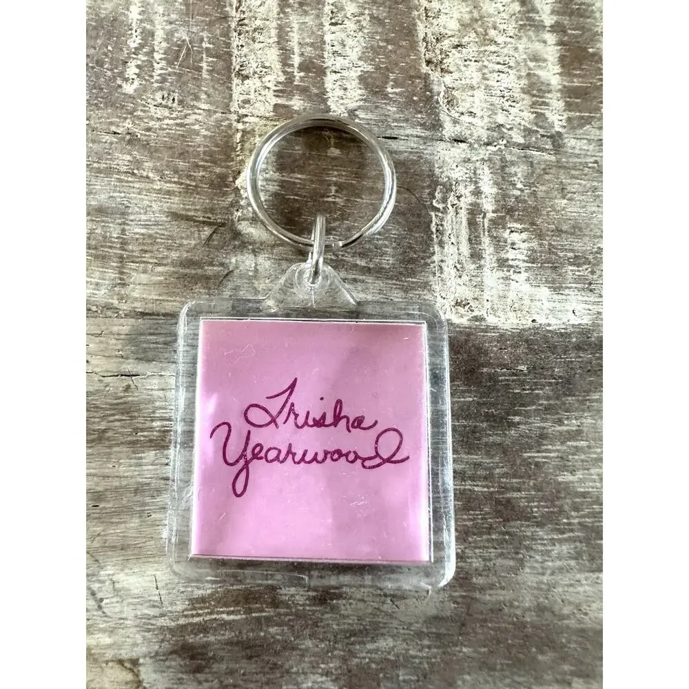 Vintage Keychain TRISHA YEARWOOD Key Ring Acrylic Fob Country Music Artist USA